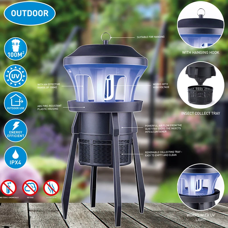 Zanzariera Elettrica 9W Potenza Lampada Prendimosche Insetti Uso Esterno Interno