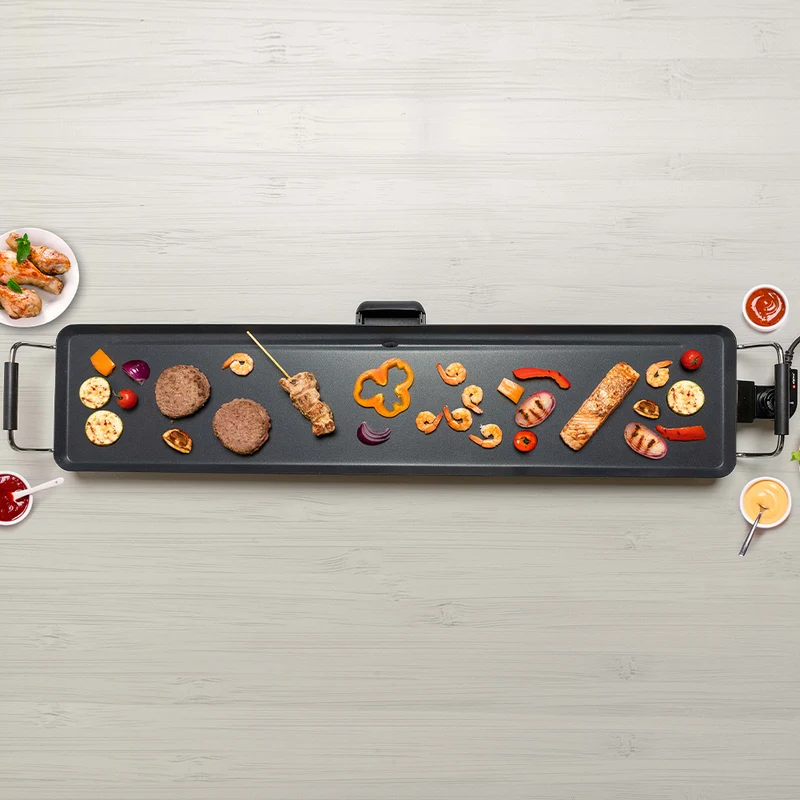 Piastra Grill Griglia Teppanyaki Antiaderente 86 x 21cm 5 Impostazioni di Calore
