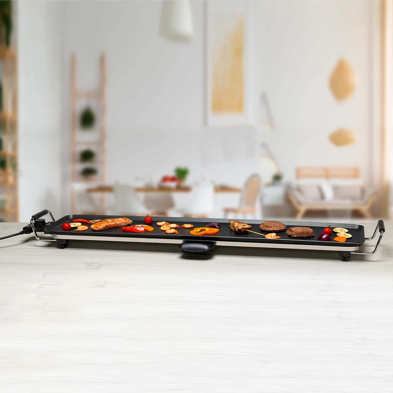 Piastra Grill Griglia Teppanyaki XXL Antiaderente 100x20cm 5 Impostazioni Calore