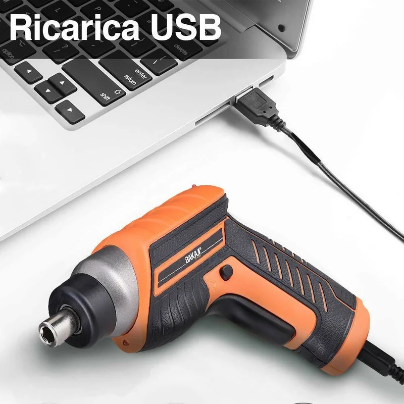 Avvitatore Mini Cacciavite Elettrico Cordless Trapano a Batteria 32 Punte e LED