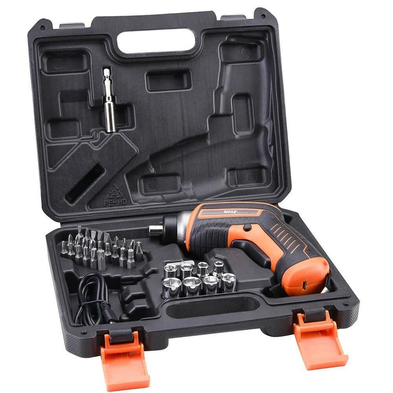 Avvitatore Mini Cacciavite Elettrico Cordless Trapano a Batteria 32 Punte e LED
