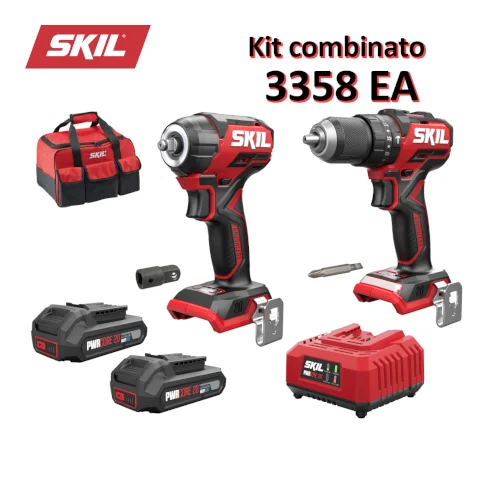 Skil Kit Combinato Trapano Percussione e Avvitatore Massa Battente Brushless - CK1E3358EA