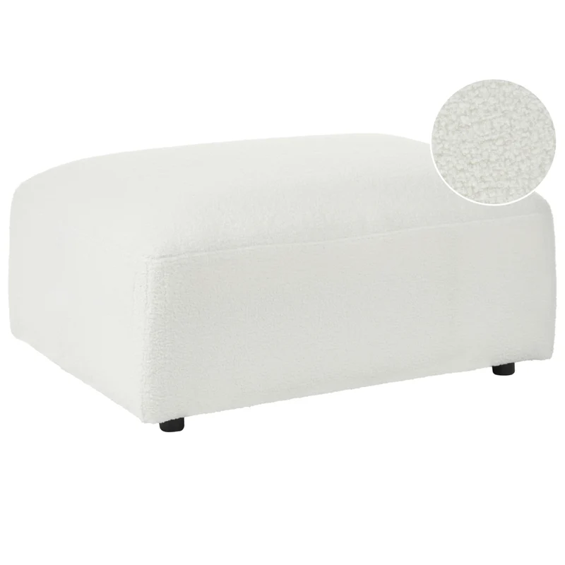 Pouf bianco imbottito, elemento modulare per divano, pouf rettangolare, salotto moderno