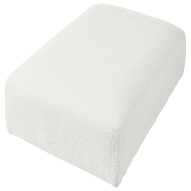 Pouf bianco imbottito, elemento modulare per divano, pouf rettangolare, salotto moderno