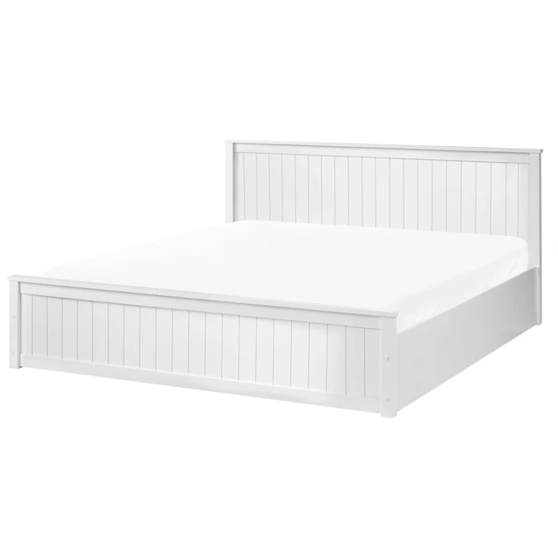 Letto con contenitore in legno di pino bianco 160 x 200 cm con telaio sollevabile