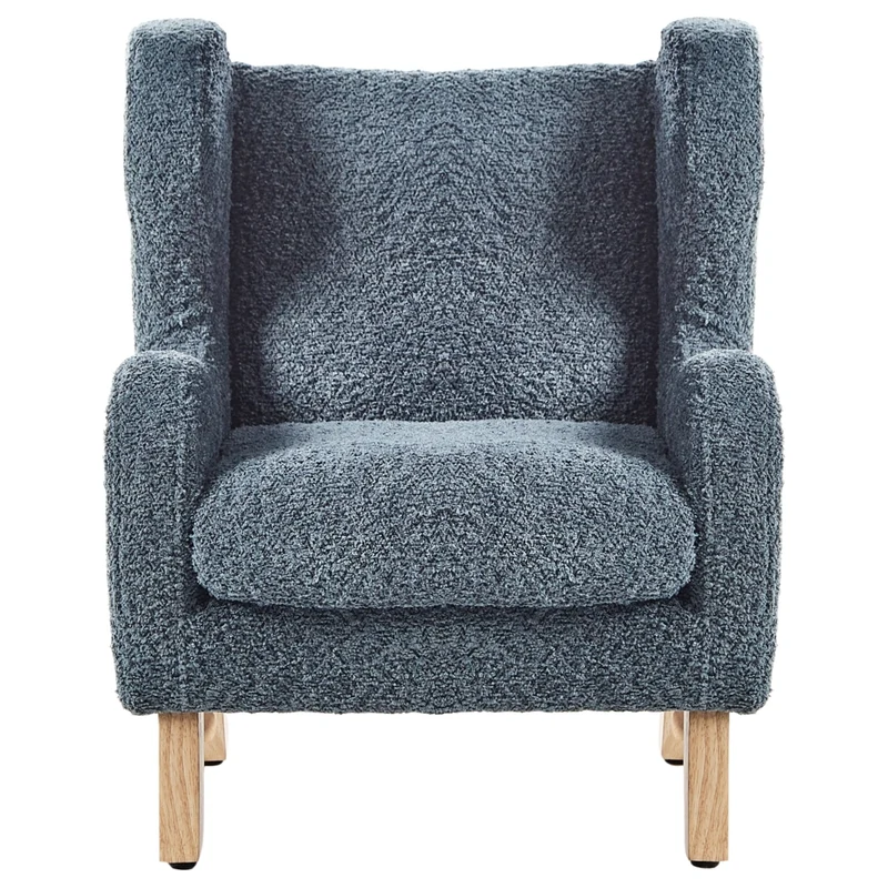 Sedia imbottita in bouclé blu scuro con braccioli Sedile per bambini Design moderno