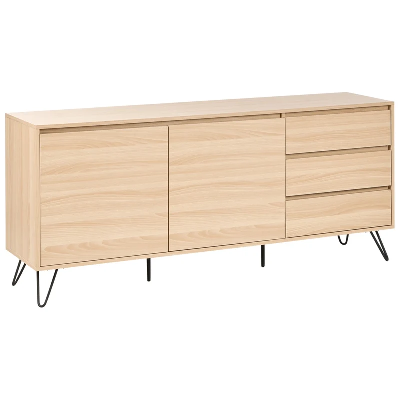 Credenza a 2 ante in truciolato con 2 cassetti marrone chiaro Cardigan camera da letto dal design minimalista