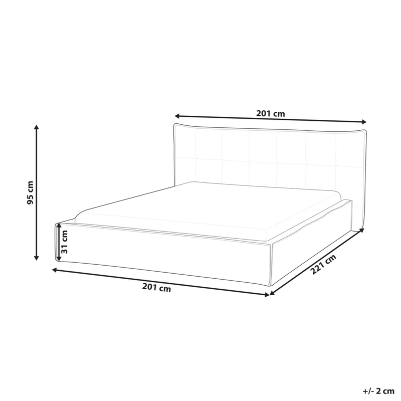 Letto ad acqua king size UE con rivestimento in tessuto di lino bianco sporco e gambe nere 160 x 200 cm con testiera e struttura a doghe per camera da letto.
