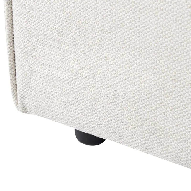 Letto ad acqua king size UE con rivestimento in tessuto di lino bianco sporco e gambe nere 160 x 200 cm con testiera e struttura a doghe per camera da letto.