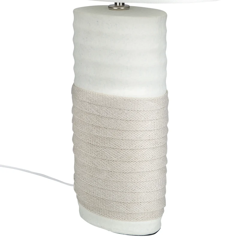 Lampada da tavolo Lampada da comodino con paralume in lino con base in ceramica beige