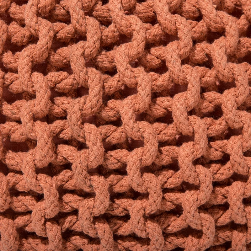 Pouf ottomana in cotone lavorato a maglia in rame con perline EPS riempimento rotondo piccolo poggiapiedi 40 x 25 cm