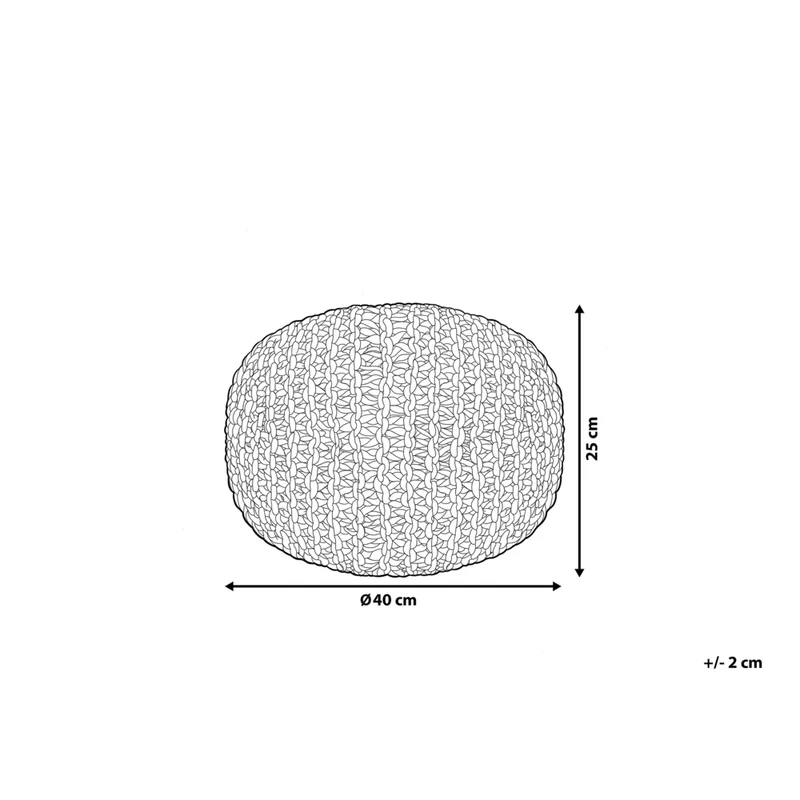 Pouf ottomana grigio chiaro in cotone lavorato a maglia perline EPS riempimento rotondo piccolo poggiapiedi 40 x 25 cm
