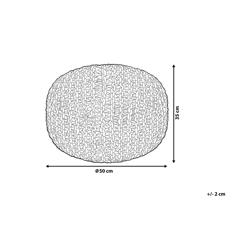 Pouf ottomana beige in cotone lavorato a maglia perline EPS riempimento rotondo piccolo poggiapiedi 50 x 35 cm
