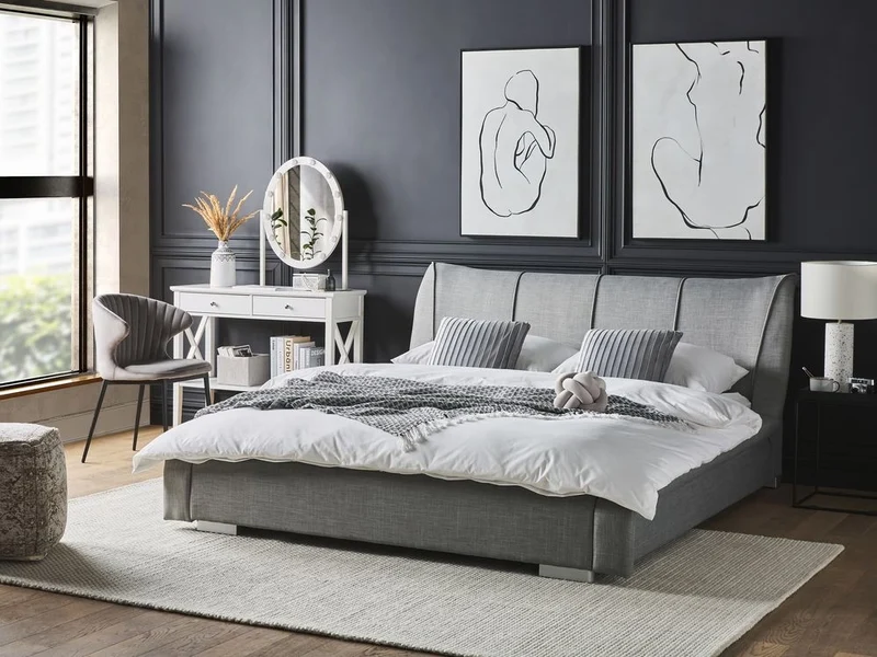 Lettino ad acqua Grigio Tessuto 160 x 200 cm Accessori Riduzione ondulazioni Ampia testiera Modern