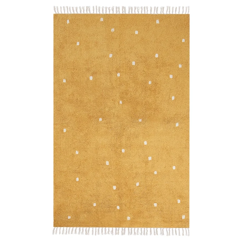 Tappeto per bambini in cotone colore giallo 140 x 200 cm con puntini multicolori Rettangolare