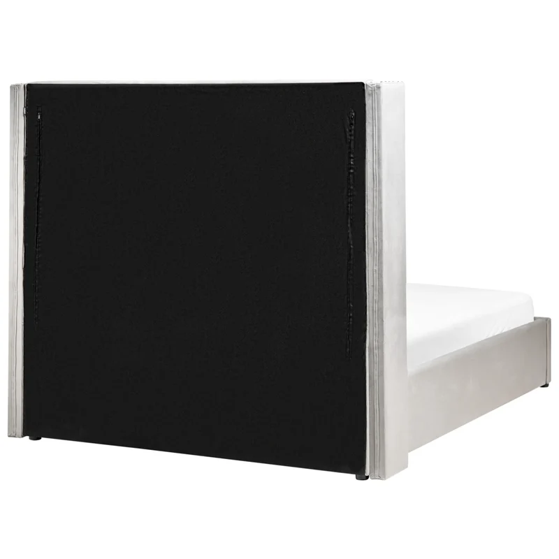 Letto contenitore velluto grigio chiaro e argento 140 x 200 cm glamour elegante