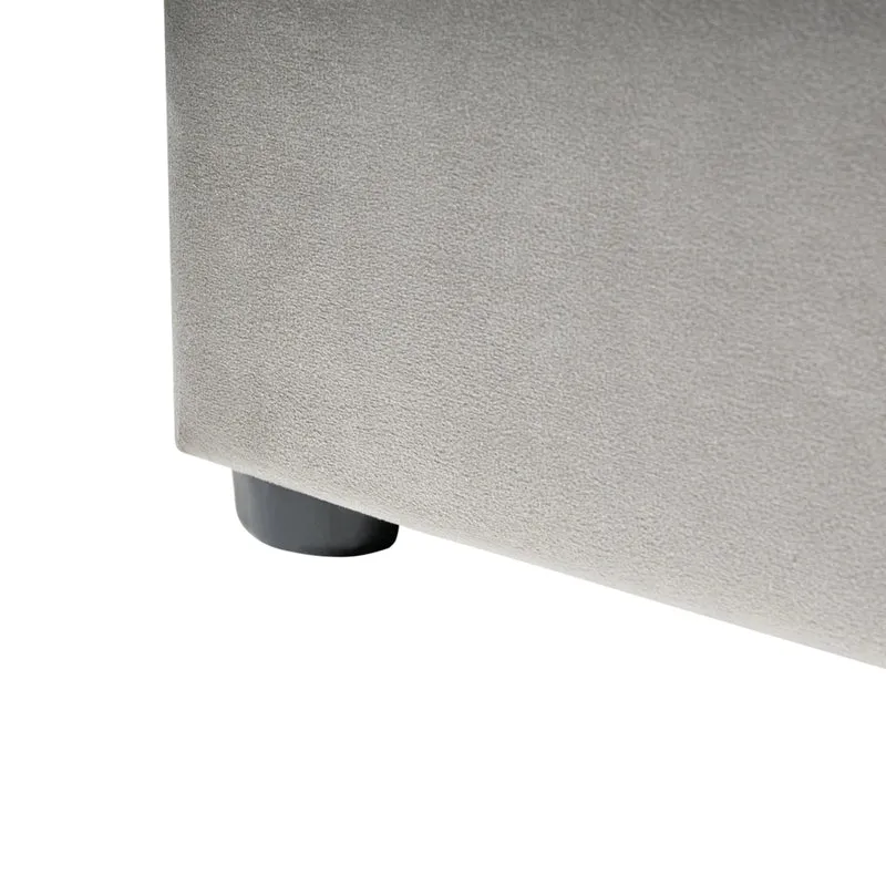 Letto contenitore velluto grigio chiaro e argento 140 x 200 cm glamour elegante