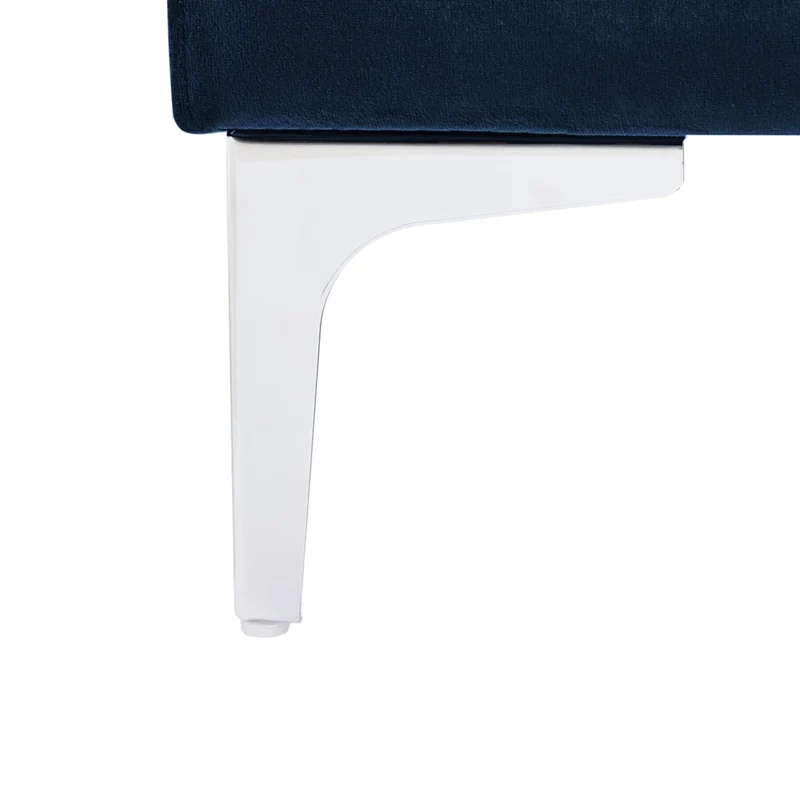 Ottomana con cuscino superiore in velluto blu marino ottomana Gambe in metallo argentato Stile glamour
