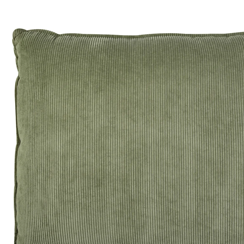 Letto matrimoniale imbottito in velluto a coste verde 180 x 200 cm con rete a doghe e spessa testata imbottita
