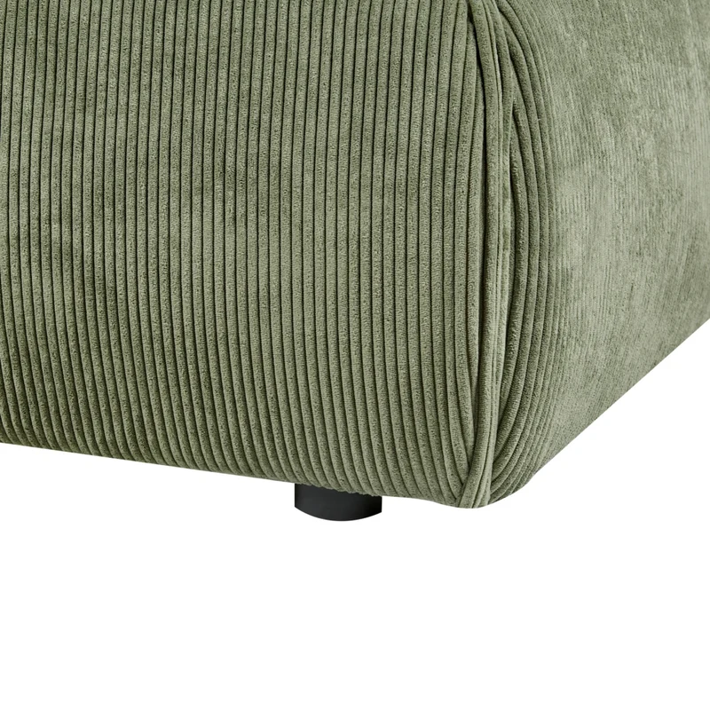 Letto matrimoniale imbottito in velluto a coste verde 180 x 200 cm con rete a doghe e spessa testata imbottita