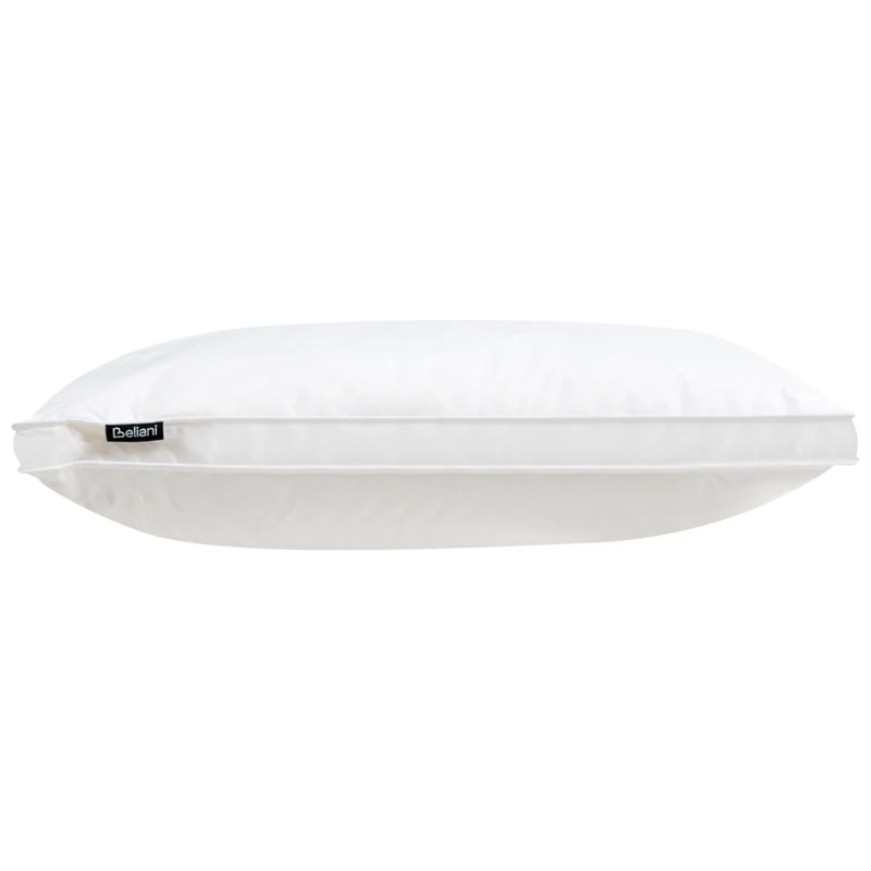 Set di 2 cuscini da letto guanciali in cotone bianco piumino d'anatra e piume 50 x 60 cm medio morbido