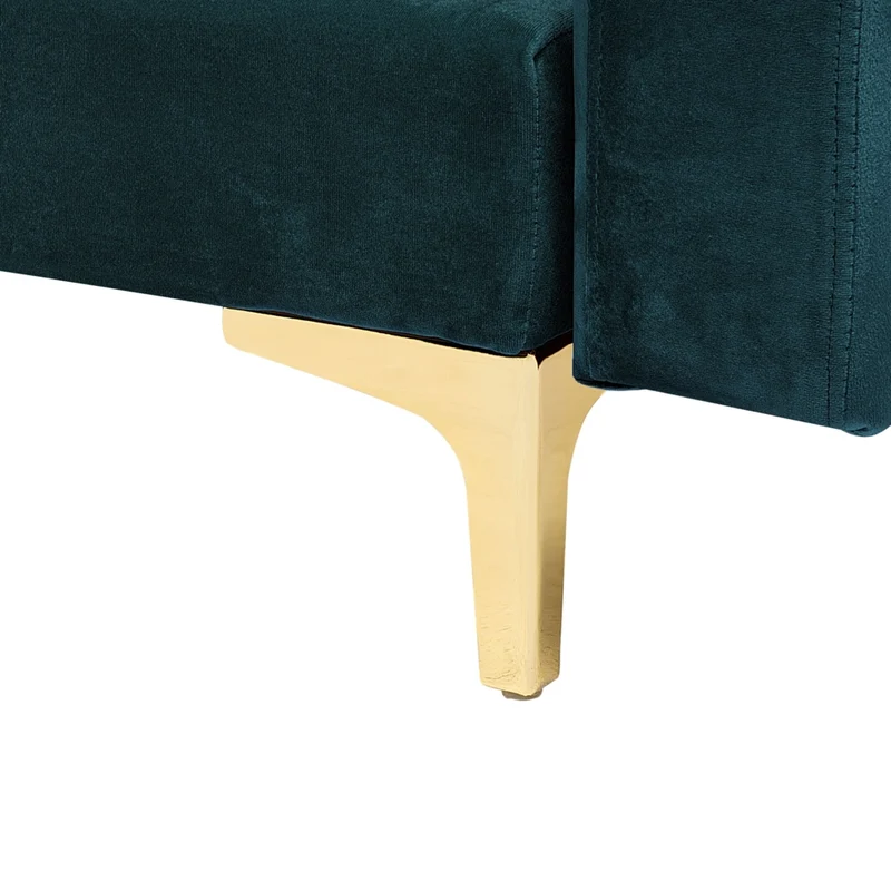 Divano Letto Verde Acqua Velluto Trapuntato Tessuto Moderno Soggiorno Modulare 3 Posti Gambe dorato Bracci Pista
