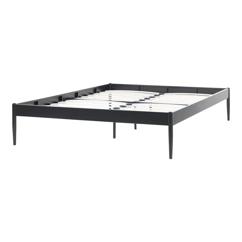 Letto matrimoniale con rete a doghe compensato e metallo 160 x 200 cm nero stile moderno minimalista