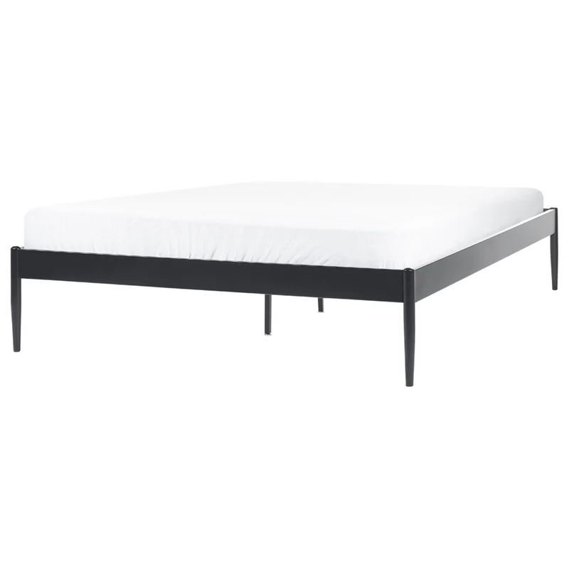 Letto matrimoniale con rete a doghe compensato e metallo 160 x 200 cm nero stile moderno minimalista