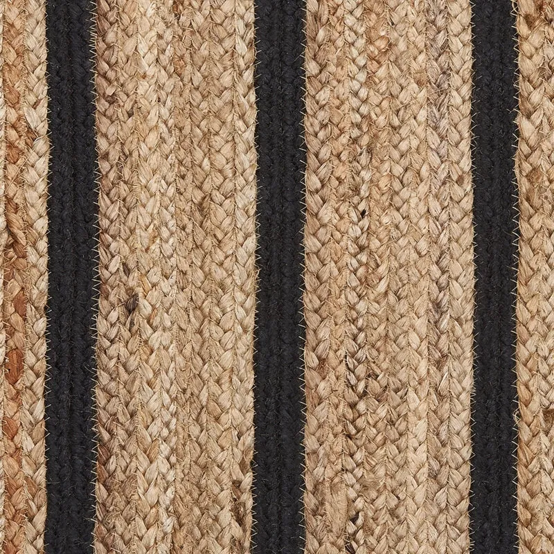 Tappeto tappetino Tappeto Nero e Beige Cotone Juta Rigato 80 x 150 cm Rustic Boho