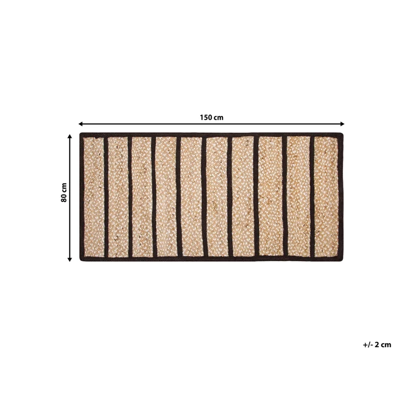 Tappeto tappetino Tappeto Nero e Beige Cotone Juta Rigato 80 x 150 cm Rustic Boho