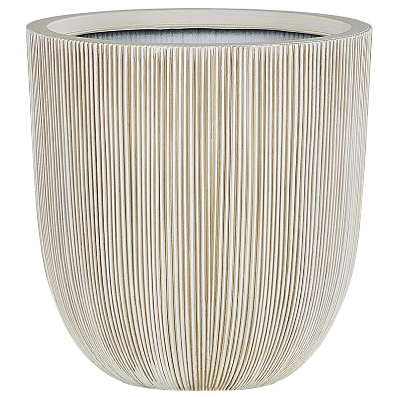 Vaso per fiori in poliresina beige fioriera alta 48 x ø 44 cm moderno minimalista per esterni interni accessori