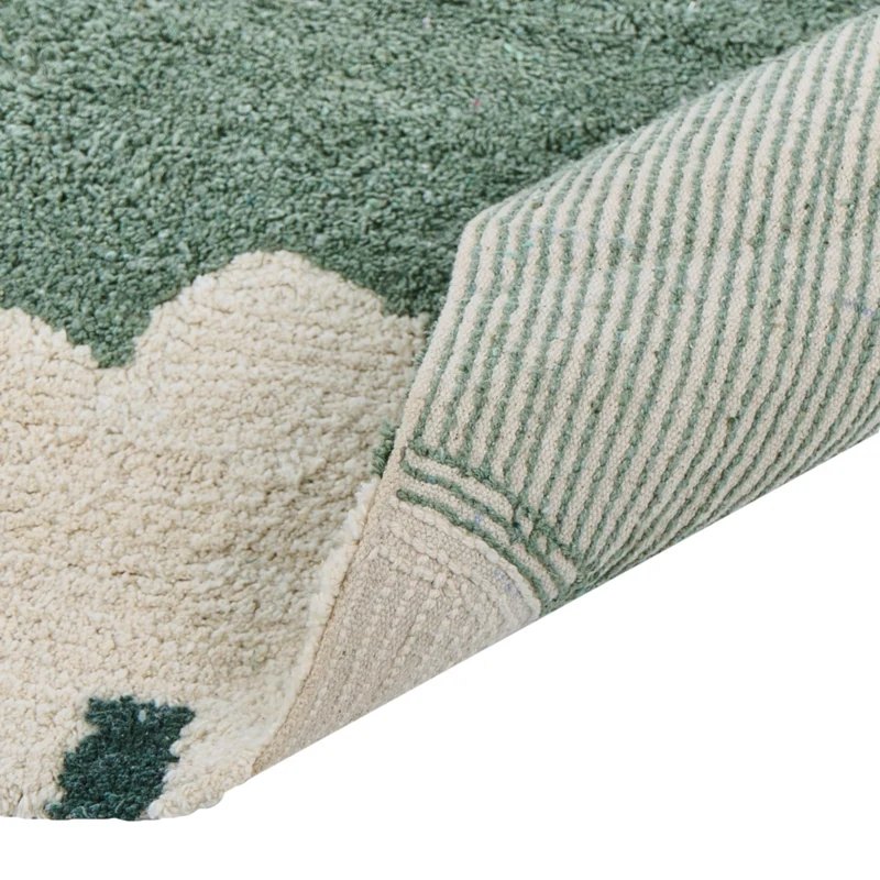 Tappeto verde in cotone 160 x 230 cm con motivi floreali decorativi in stile bohémien Soggiorno Bambini Camera dei bambini