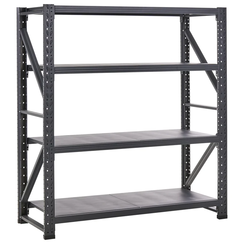 Scaffale moderno in metallo per esterni 4 ripiani nero 200 cm giardino garage