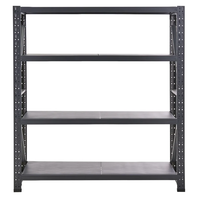Scaffale moderno in metallo per esterni 4 ripiani nero 200 cm giardino garage