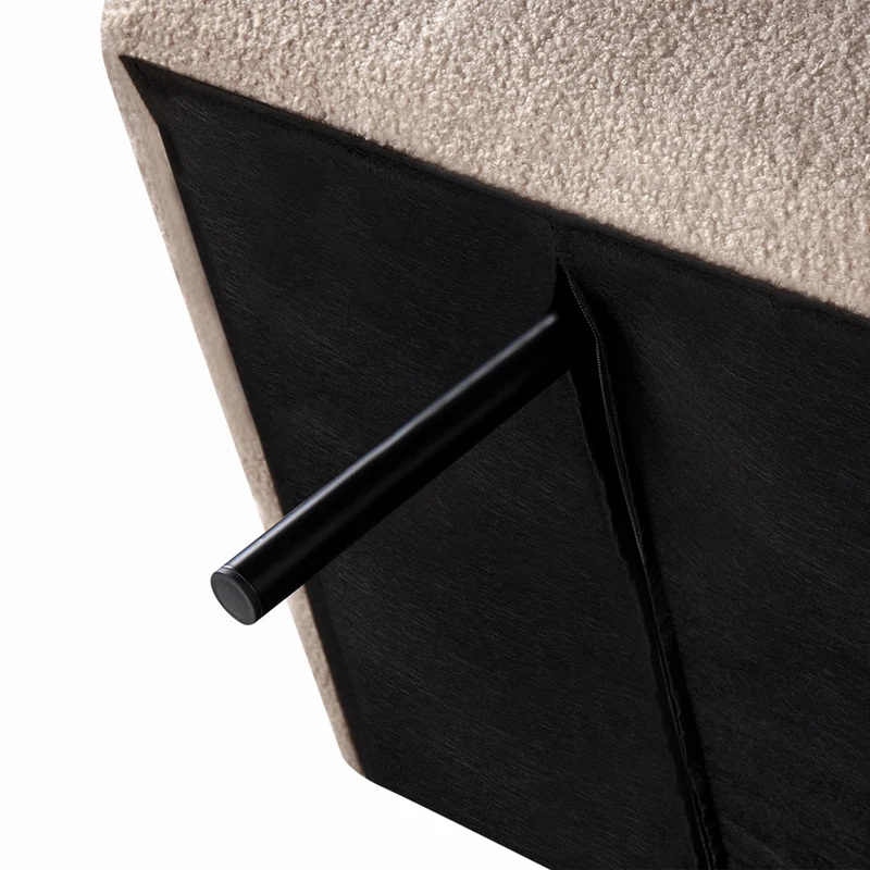 Divano letto beige Rivestimento bouclé Gambe in legno 2 posti Schienale trapuntato Seduta trapuntata Design moderno Senza braccioli