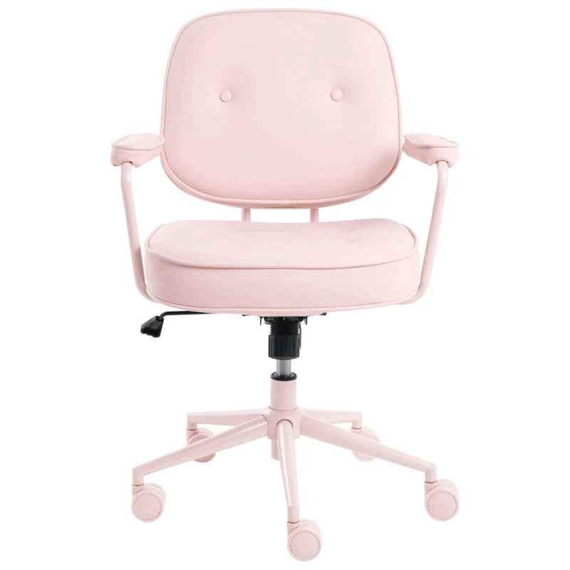 Sedia da ufficio in tessuto Struttura in metallo ecopelle Funzione girevole Altezza regolabile Mobili da ufficio Rosa Pastello
