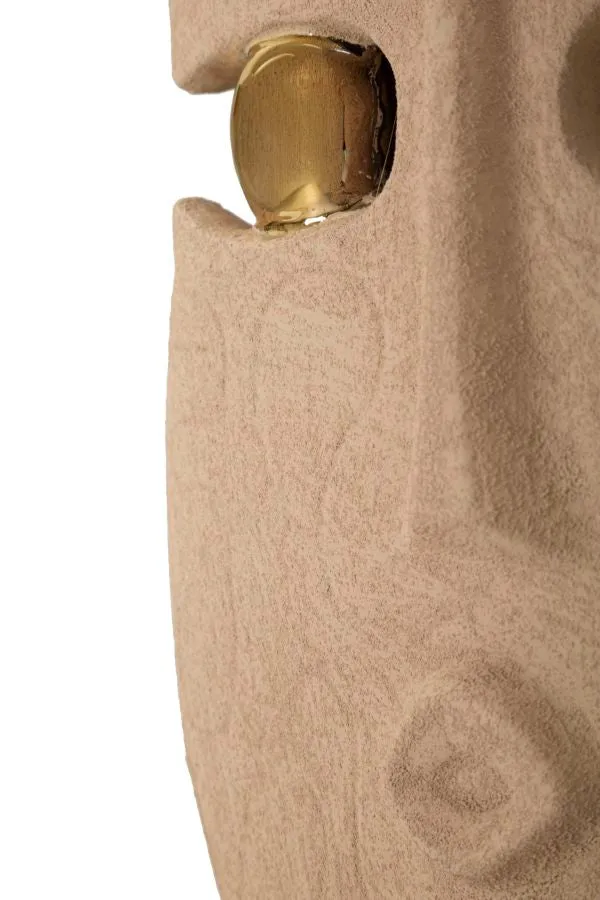 Decorazione Murale Dakar Coppia 20x6x40 cm in Ceramica Marrone e Oro
