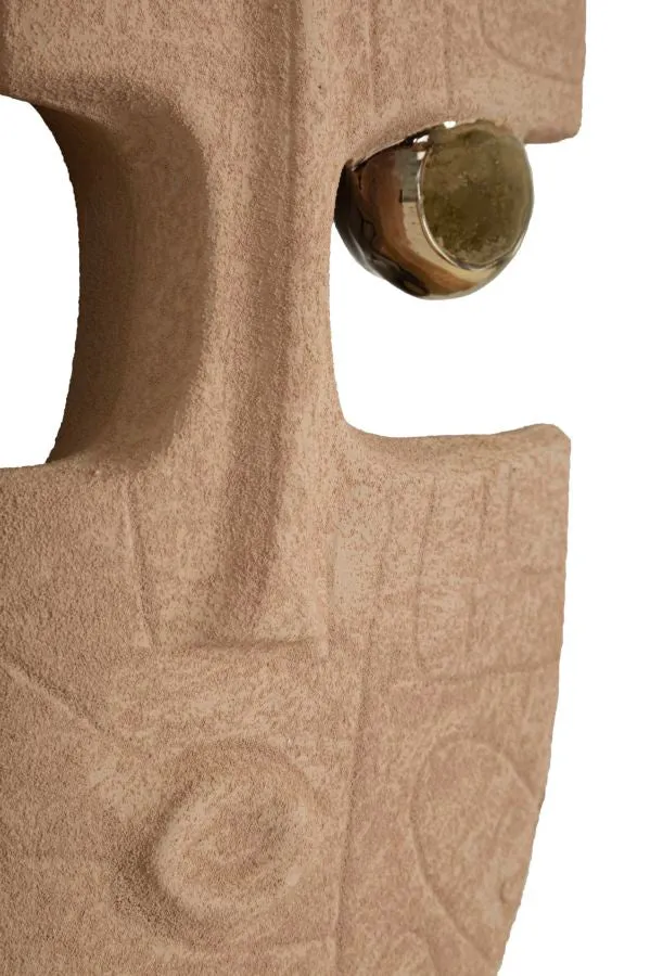 Decorazione Murale Dakar Coppia 20x6x40 cm in Ceramica Marrone e Oro