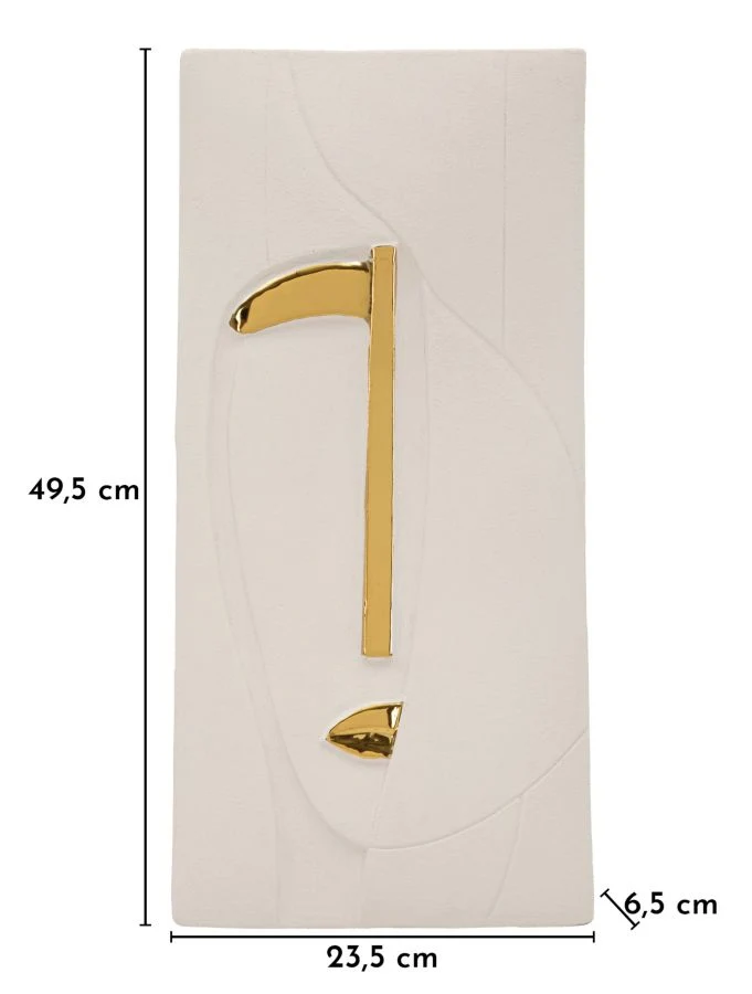Decorazione Murale Nairobi 23,5x6,5x49,5 cm in Ceramica Bianco e Oro