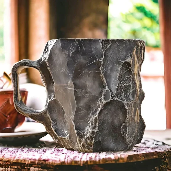 Novelty Coffee Mug with Crystal Geode Design and Gold Rim Accents