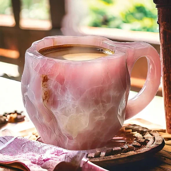 Novelty Coffee Mug with Crystal Geode Design and Gold Rim Accents