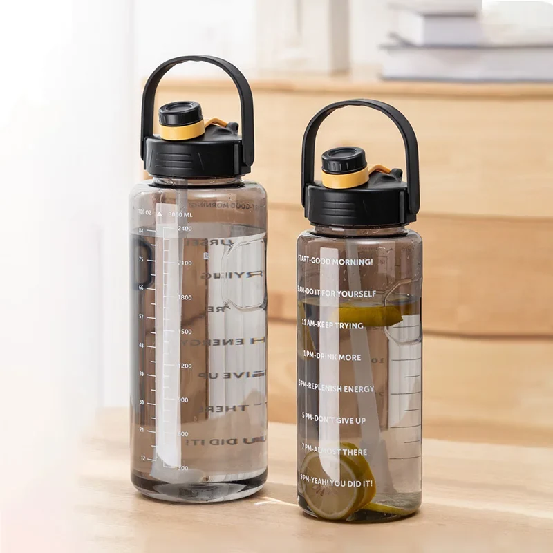 Water bottle with straw for gym and outdoor activities
