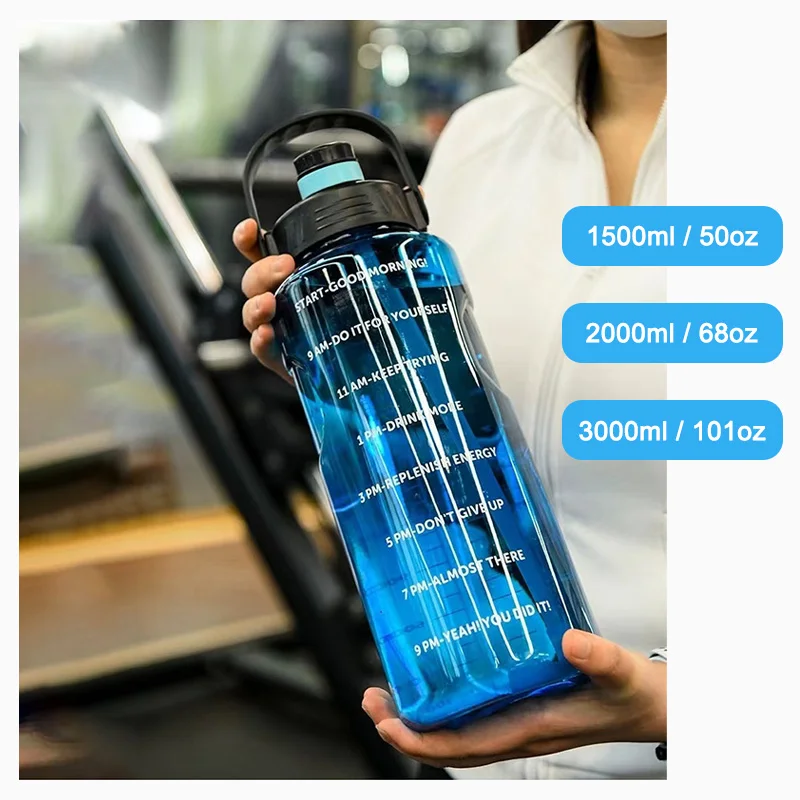Water bottle with straw for gym and outdoor activities