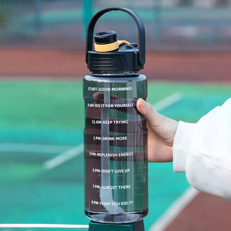 Water bottle with straw for gym and outdoor activities