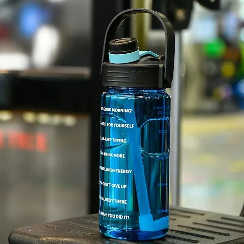 Water bottle with straw for gym and outdoor activities