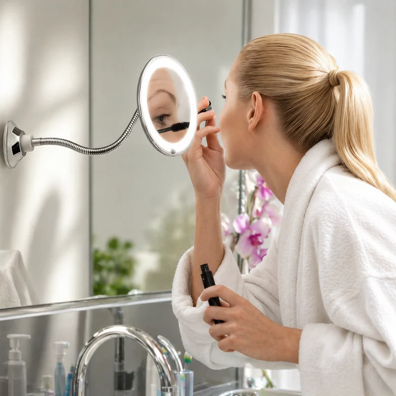 LED Magnifying Mirror with Swivel Arm for Skincare