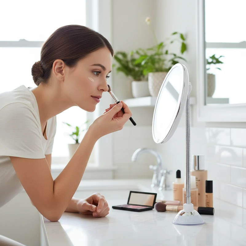 LED Magnifying Mirror with Swivel Arm for Skincare