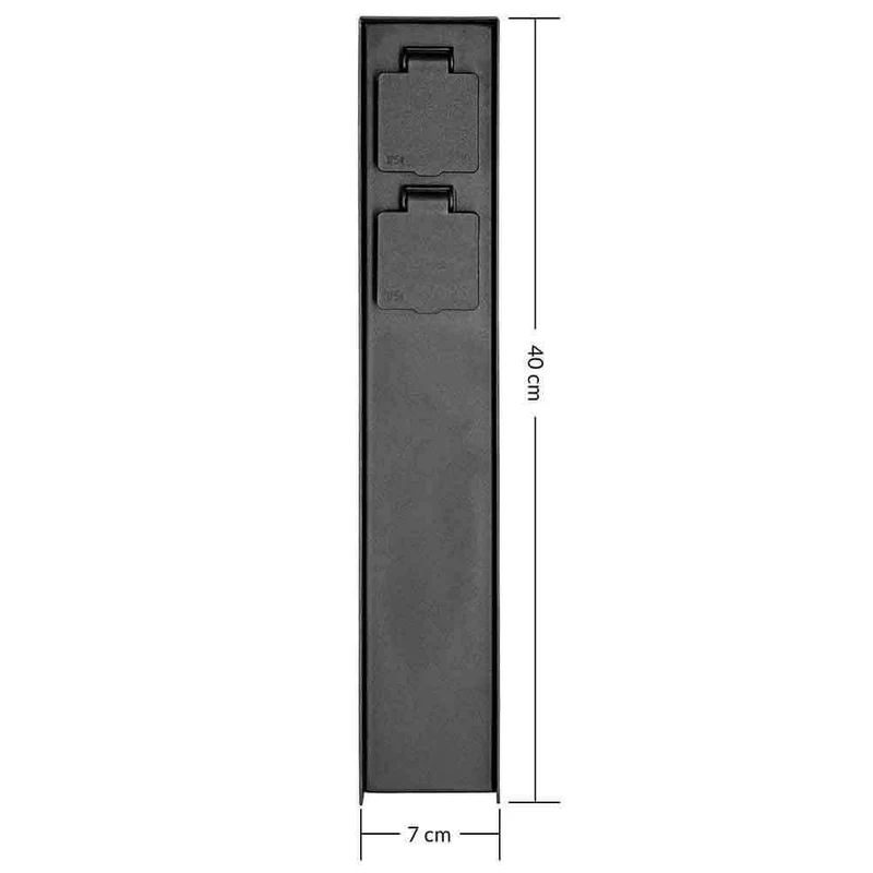 Colonna Elettrica da Giardino Palo Colonnina 2 Prese Shucko Impermeabili Nero