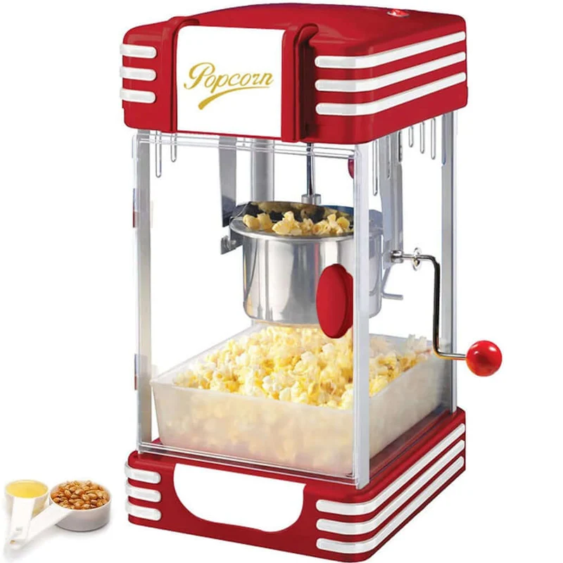 Macchina per Popcon XXL Retro 300W Stile Vintage con contenitore Acciaio Anni 50
