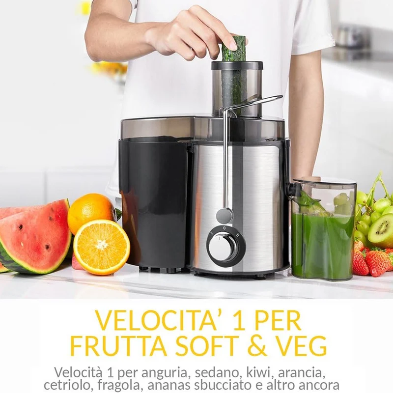 Centrifuga Elettrica Estrattore Succo Frutta e Verdura 600W Filtro in Acciaio